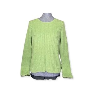 St. John's Bay cable green knit crew neck sweater size Large women